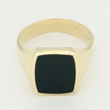 Ring - 14 karaat Geel goud - Onyx, Nieuw