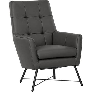 Leren fauteuil Proud - Toledo Antracite (donkergrijs), Nieuw, Ophalen of Verzenden, 75 tot 100 cm, Industrieel, Modern