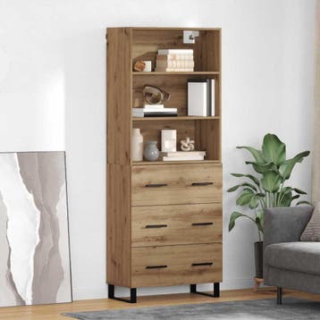 vidaXL buffetkast 2 st Artisan Eiken 69,5 x 34 x 180 cm, Huis en Inrichting, Kasten | Buffetkasten, Minder dan 50 cm, Verzenden