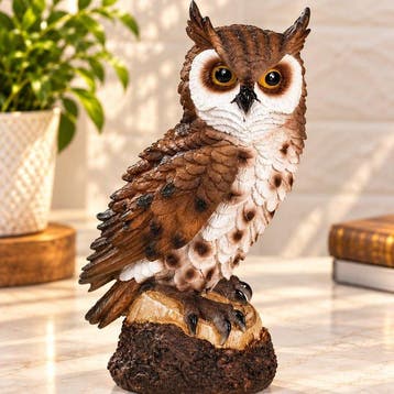 sculptuur, Realistic Owl Sculpture - 17 cm - Hars