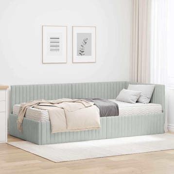 vidaXL Hoekbedframe met Matras met hoofdeinde 2 st, Huis en Inrichting, Verzenden, Nieuw, Stof