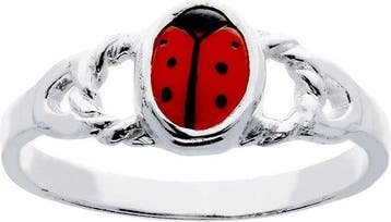 Lilly ring met lieveheersbeest - zilver - rood - maat 13.25, Verzenden, Nieuw
