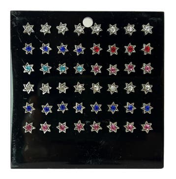 Oorbellen, studs zilver met een Davidster en een gekleur..., Nieuw