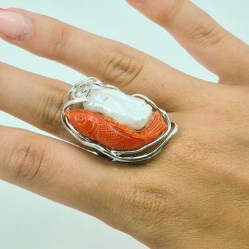 Koraal - Zilver - Ring - CORALLO MEDITERRANEO