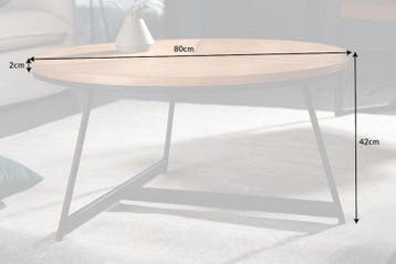 Design salontafel OAK ELEGANCE 80cm eiken zwart metalen, Huis en Inrichting, Tafels | Salontafels, Ophalen of Verzenden, Nieuw