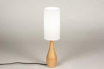 Rietveld Tafellampen - Wit, Hout, Naturel - Stof, Hout, Verzenden, Nieuw