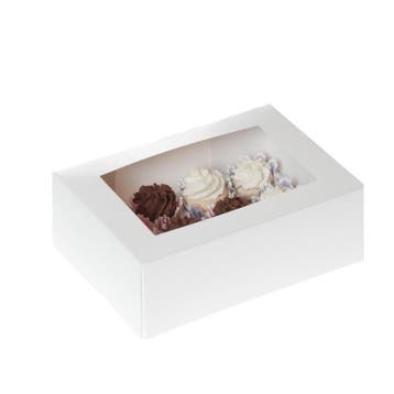 HoM Cupcake Doosje 12 MINI Wit (incl tray met venster) 100st, Verzenden, Nieuw