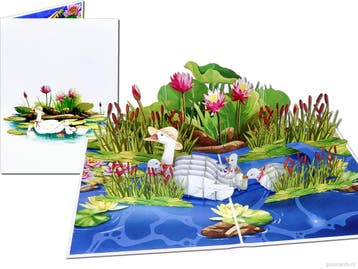 Wenskaart Moeder de Gans met 3 jonge Gansjes pop-up kaart, Verzenden, Nieuw