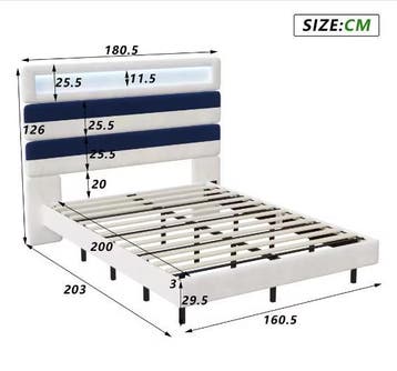 Modern Opbergbed 160x200 cm met LED Verlichting, Verzenden, Nieuw