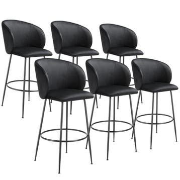 Barkruk Luana, met rugleuning, fluweellook - zwart/zwart, Se, Huis en Inrichting, Barkrukken, Verzenden, Nieuw