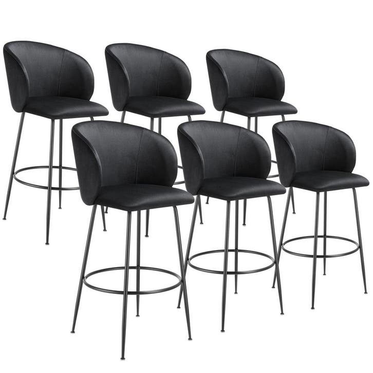 Barkruk Luana, met rugleuning, fluweellook - zwart/zwart, Se, Huis en Inrichting, Barkrukken, Verzenden