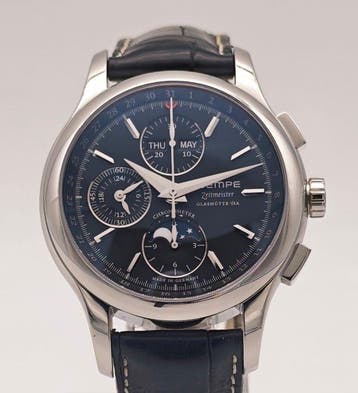 Wempe - Zeitmeister Chronograph 42 mm Black Dial, Moon Phase, Nieuw