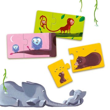 Djeco puzzel dieren duo Mama en bab van €8,99 voor €7,19, Ophalen of Verzenden, Nieuw