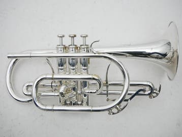 Gebruikte Cornet Yamaha YCR8335 Xeno verzilverd, Muziek en Instrumenten, Blaasinstrumenten | Trompetten, Ophalen of Verzenden