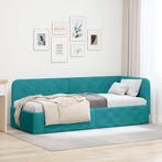 vidaXL Hoekbedframe Turquoise 80 x 200 cm Fluweel, Verzenden, Nieuw, Stof