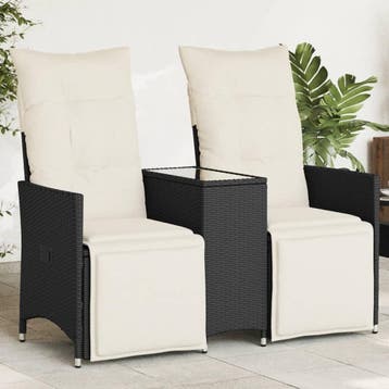 vidaXL Tuinbank 2-zits verstelbaar met tafel poly rattan, Tuin en Terras, Tuinsets en Loungesets, Verzenden, Nieuw