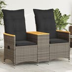 vidaXL Tuinbank 2-zits verstelbaar met tafel poly rattan, Verzenden, Nieuw, Rotan