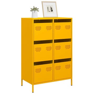 vidaXL buffetkast 68x39x101,5 cm staal mosterdgeel, Huis en Inrichting, Kasten | Buffetkasten, Verzenden, Nieuw, Metaal