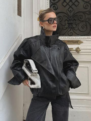 Dames Elegante Zwarte Jas - Street Style Asymmetrisch met Ri, Verzenden, Nieuw