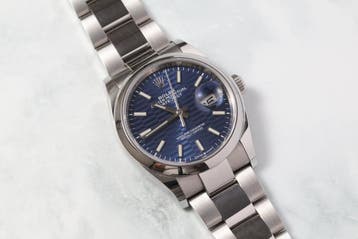 Rolex Datejust 36 126200 Blauwe Fluted Motif 2021 Full Set, Staal, Gebruikt, Polshorloge, Ophalen of Verzenden
