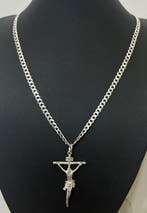 Zilveren ketting 925 met zilveren kruis 925. - Ketting met