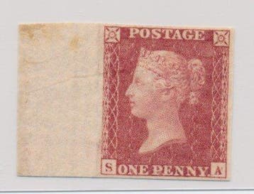 Groot-Brittannië 1865 - 1 Penny Karminroze, de Royal, Gestempeld