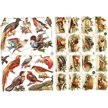 Vintage plaatjes, vogels, vel 16,5x23,5 cm, 2 vel/ 1 doos, Nieuw