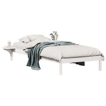 vidaXL Bedframe met Zijtafels Wit 100 x 220 cm Massief, Huis en Inrichting, Slaapkamer | Bedden, Verzenden, Nieuw, Wit, Hout
