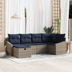 vidaXL Bankstel met kussen 3 pcs poly rattan, Verzenden, Nieuw, Rotan