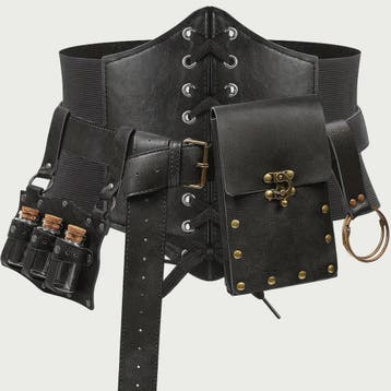 Middeleeuwse Riem Set met Corset, Pouch en Flesjes - Renaiss, Verzenden