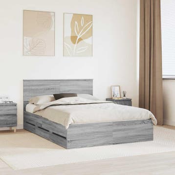 vidaXL Bedframe met lade Grijs Sonoma 160 x 200 cm, Verzenden, Grijs, Hout, Nieuw