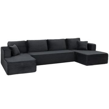 Modulair U-bank Met 2 Chaise Longues, Cord-slaapbank Met Hoo, Verzenden, Nieuw