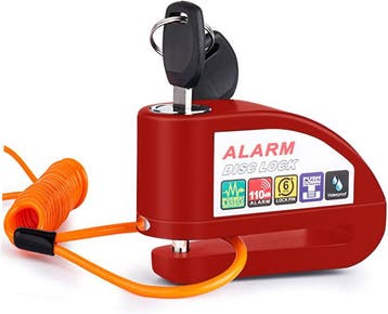 VINZ Elbroes Alarm Schijfremslot 6mm - Rood, Motoren, Accessoires | Sloten, Verzenden, Nieuw