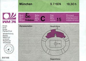 Wereldkampioenschap Voetbal - 1974 - Originele toegangskaart, Nieuw