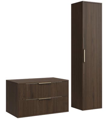 Wastafelkast Rimini 80 cm - Walnoot - met Kolomkast, Verzenden, Nieuw