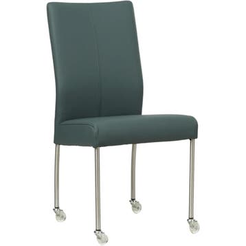 Set van 8 Leren eetkamerstoelen Comfort met wieltjes -, Ophalen of Verzenden, Nieuw, Leer