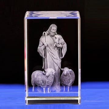 Jezus Herder - Glazen Christus Katholieke Kerk Beeldje - Gel, Verzenden, Nieuw