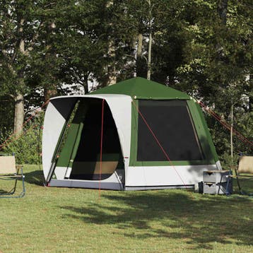 vidaXL Camping Tent Huisje met dak Groen 420 x 420 x 227 cm, Verzenden, Nieuw, Tot en met 2