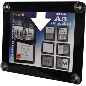 Securit Raamdisplay A3 Zwart | Displaywinkel.nl, Verzenden, Nieuw in verpakking, Etalage