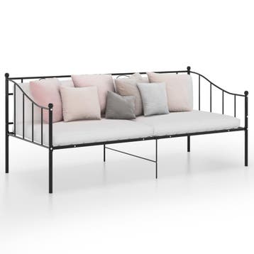 vidaXL Slaapbank metaal zwart 90x200 cm, 90 cm, Eenpersoons, Verzenden, Zwart