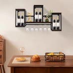 Wijnrek Wand 106 cm –Houten en Metalen Wijnrek met Glashoude, Verzenden, Nieuw