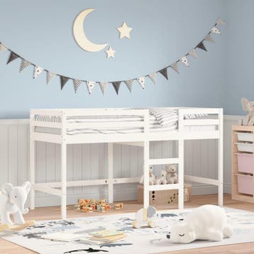 vidaXL Kinderhoogslaper met ladder 90x190 cm massief, 90 cm, Eenpersoons, Verzenden, Wit