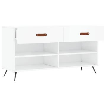 vidaXL Schoenenbank 102x35x55 cm bewerkt hout hoogglans wit, Verzenden, Nieuw