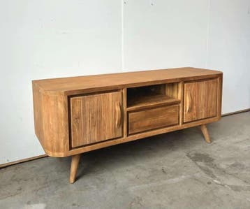 Retro tv meubel jaren 50 open vak -  200 cm, Huis en Inrichting, Ophalen of Verzenden, Nieuw