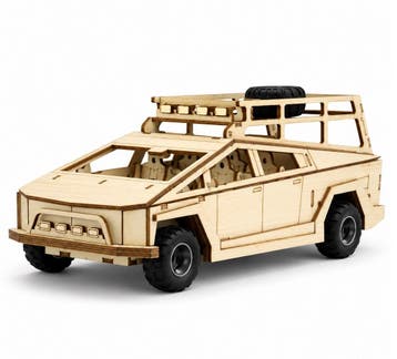 C.M. SUV Terreinwagen met Pull-Back Mechanisme Houten DIY..., Verzenden, Nieuw