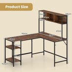 LIVSK L-vormig Hoekbureau met Opbergplank - Hoofdtelefoonhaa, Verzenden, Nieuw