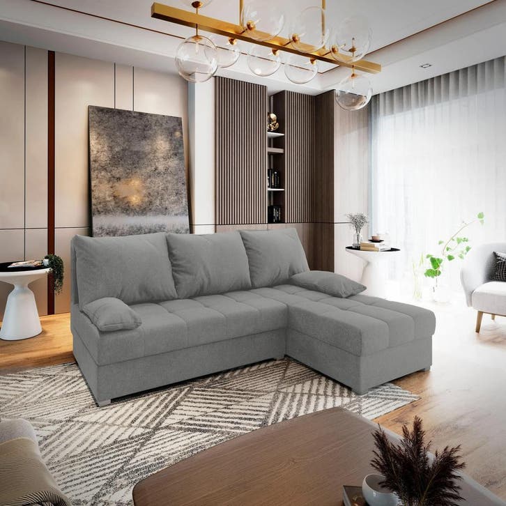 Hoekbank Rio met Opbergruimte Grijs | Universeel | €399,-, Huis en Inrichting, Banken | Bankstellen, 200 tot 250 cm, 100 tot 125 cm