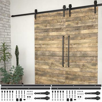 vidaXL Hardwaresets voor schuifdeuren 2 st 200 cm staal, Doe-het-zelf en Verbouw, Kozijnen en Schuifpuien, Verzenden, Nieuw