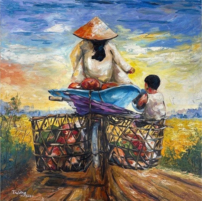 Truong Thu (1991) - Le Poids de lamour 60 60 cm, Antiek en Kunst, Kunst | Schilderijen | Modern