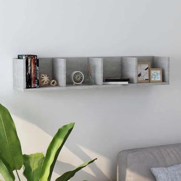 vidaXL Cd-wandschap 100x18x18 cm bewerkt hout betongrijs, Verzenden, Nieuw